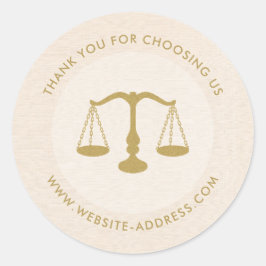 Light beig linen texture personalized text logo runt klistermärke