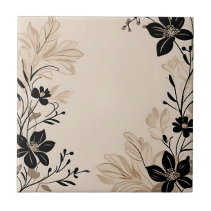 Light Beige Blommigt Kakelplatta