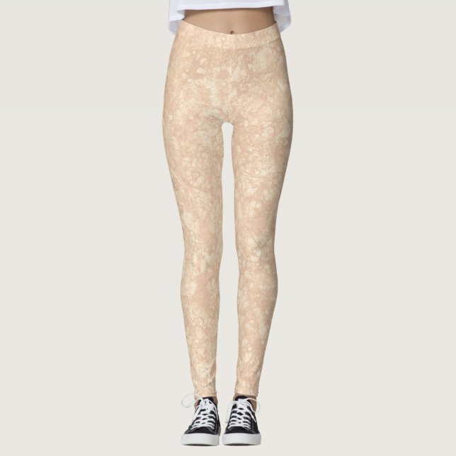 Light Beige Cream Marble Terrazzo Struktur Leggings (Framsida)