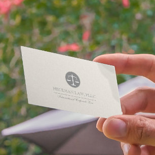 Light Beige Linen Grått Justice Logotyp Visitkort