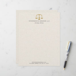 Light Beige Linen & Guld Law Practice Brevhuvud