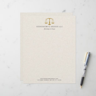 Light Beige Linen & Guld Law Practice  Brevhuvud