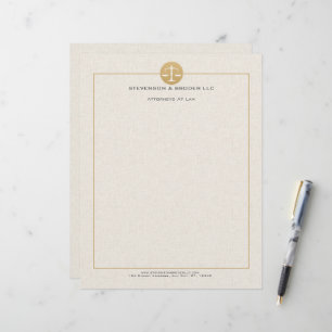Light Beige Linen & Guld Law Practice  Brevhuvud