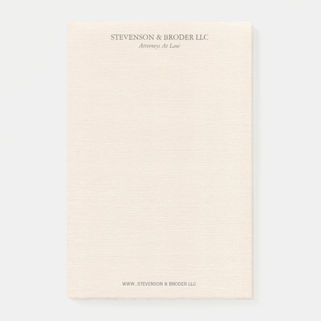 Light Beige Linen Texture Personalized Post-it Block (Framsida)