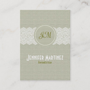 Light Beige Linen & White Snöre Visitkort