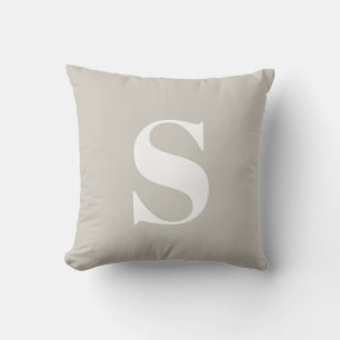 Light Beige Tan Initial Monogrammed utomhusfyllnin Kudde