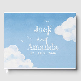 Light Blå himmel Watercolor Bröllop Guestbook Gästböcker