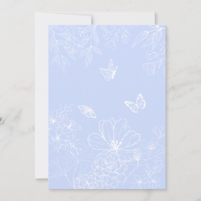 Light Blåa blommor Mönster, Blommigt, minimalistis Julkort (Framsida)