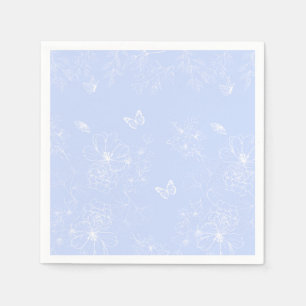 Light Blåa blommor Mönster, Blommigt, minimalistis Pappersservett
