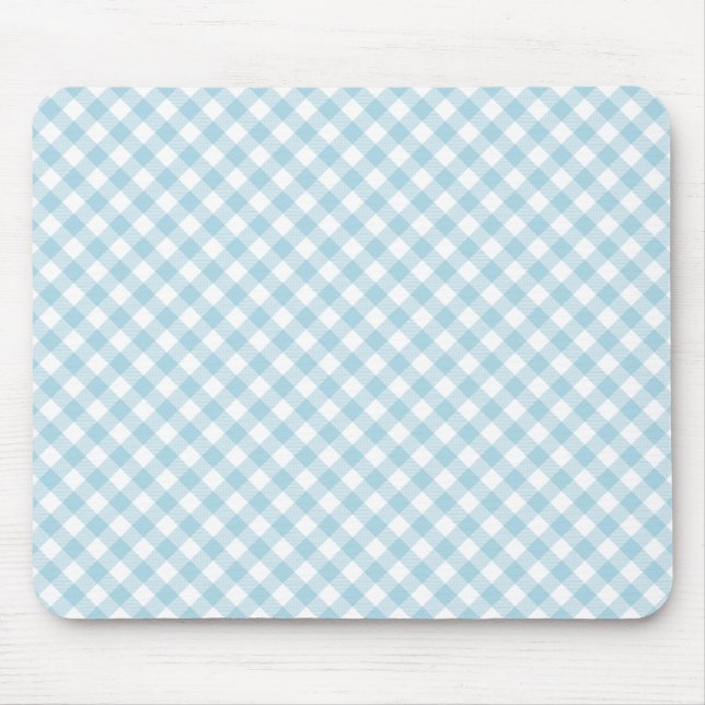 Light Blek Pastel Baby blue White Diagonal Gingham Musmatta (Framsidan)