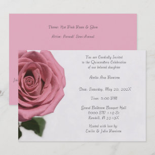 Light Blek Rosa ros Quinceañera Inbjudningar