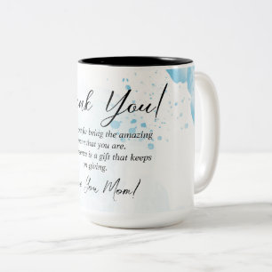 Light Blu Floral Tack mamma Gift Idea Två-Tonad Mugg