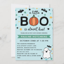Light Blue A Little Boo Halloween Baby Shower Inbjudningar