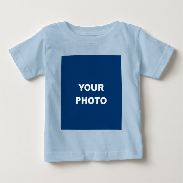 Light Blue Add Your Image Photo Bild Logotyp T Shirt (Framsida)