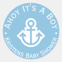 Light Blue Ahoy Det är en Boy Anchor Sticker Runt Klistermärke