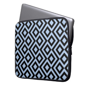 Light Blue and Black Meander Laptop Sleeve