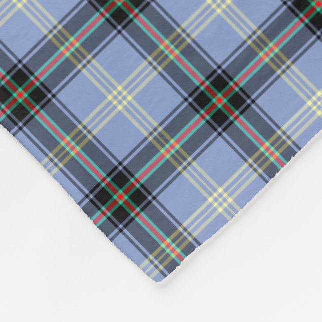 Light Blue and Black Play Klan Bell Tartan Fleecefilt (Hörn)