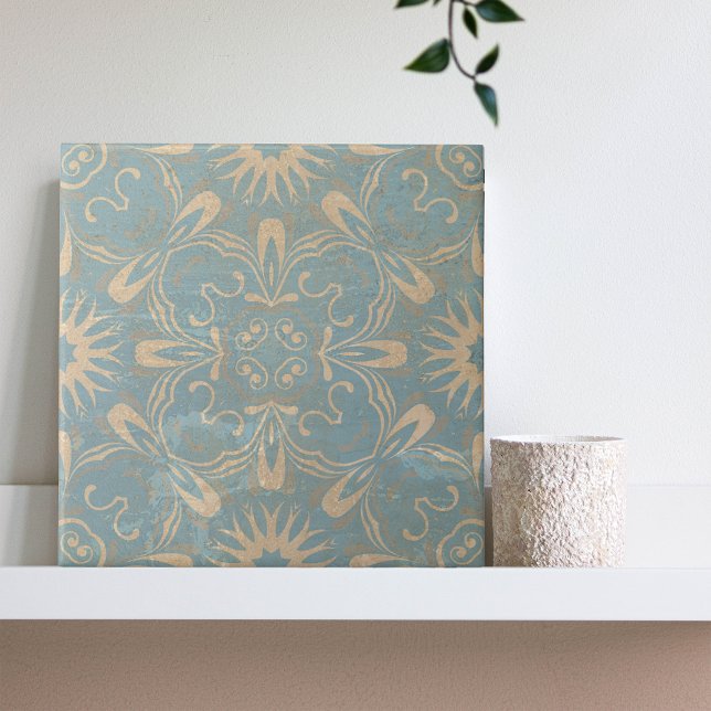 Light Blue and Cream Mosaic Distress Stone-look Kakelplatta (Skapare uppladdad)