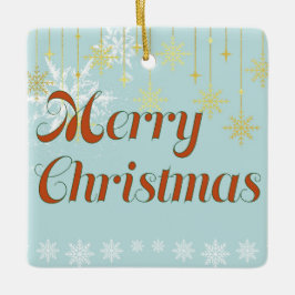 Light blue and Gold Merry Christmas  Julgransprydnad Keramik