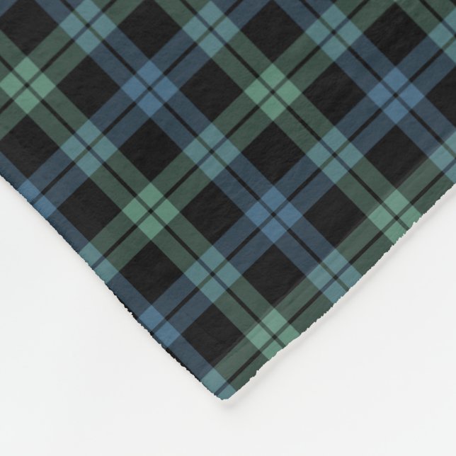 Light Blue and Grönt Campbell Klan Ancient Tartan Fleecefilt (Hörn)