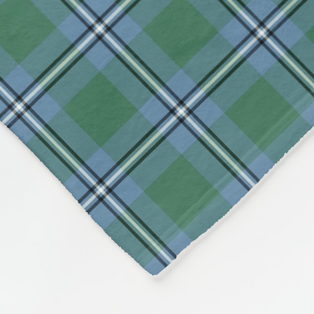 Light Blue and Grönt Klan Irvine Tartan Fleecefilt (Hörn)