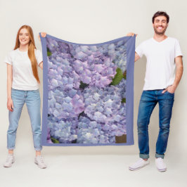 Light Blue and Rosa Hydrangea Fleece Blanket