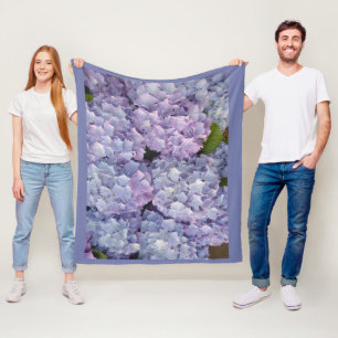 Light Blue and Rosa Hydrangea Fleece Blanket
