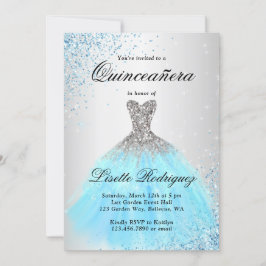 Light Blue and Silver Quinceanera Inbjudningar