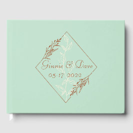 Light Blue and Tan Elegant bröllop Guest Bok