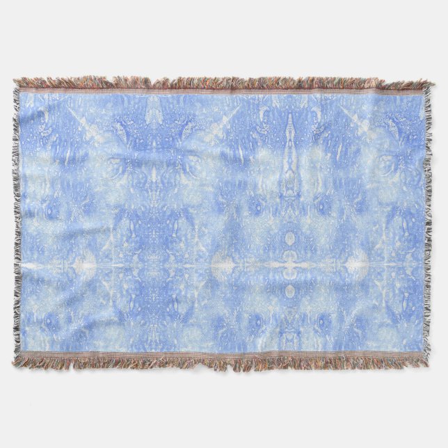 Light Blue and White Abstrakt Sherpa Blankets Filt (Framsidan)
