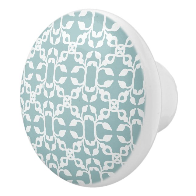 Light Blue and White Art Deco Modern Ceramic Knob Knopp (Höger)