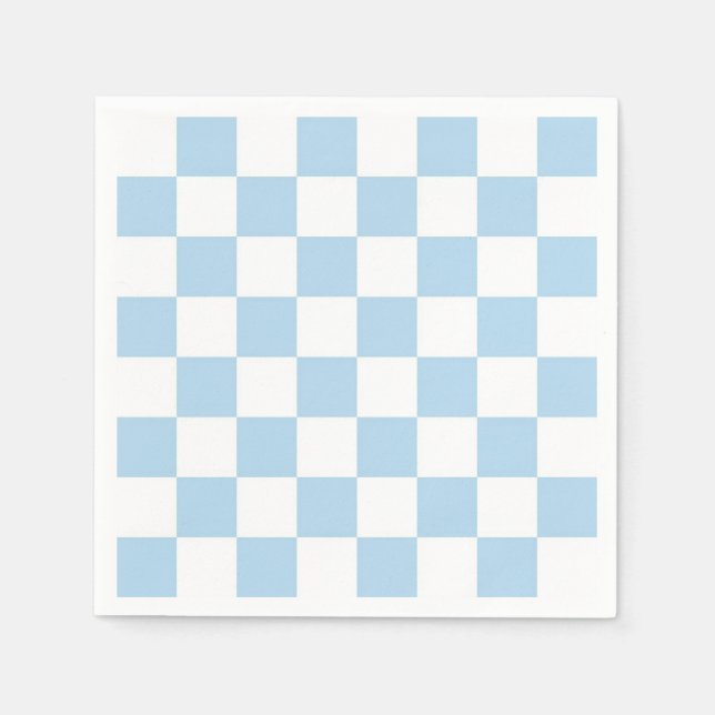 Light Blue and White Checker Mönster Pappersservett (Framsidan)