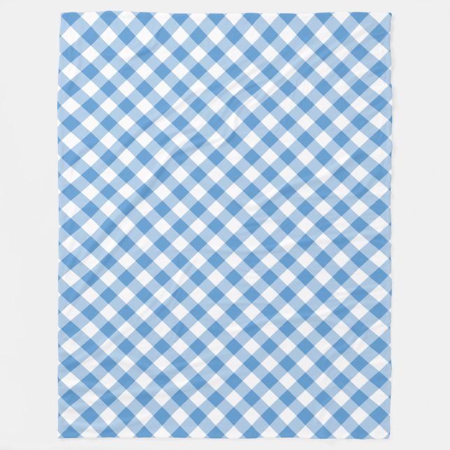 Light Blue and White Diagonal Gingham Play Fleecefilt (Framsidan)