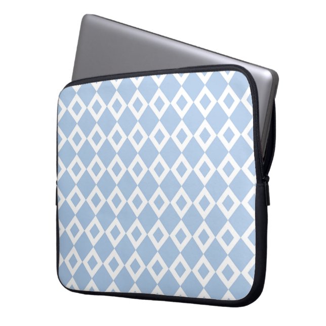 Light Blue and White Diamond Mönster Laptop Sleeve (Framsidan Vänster)
