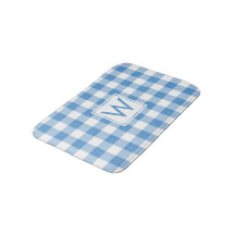 Light Blue and White Gingham Mönster med Monogram