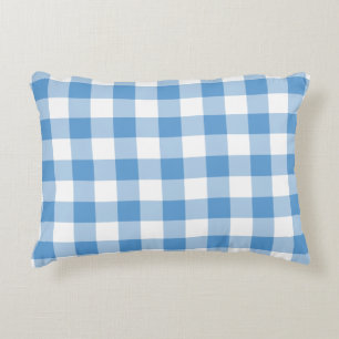 Light Blue and White Gingham Mönster Prydnadskudde