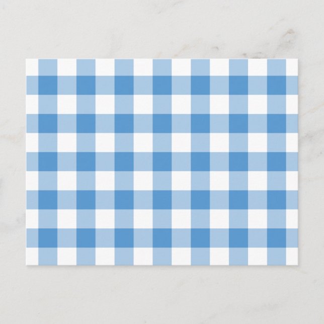 Light Blue and White Gingham Mönster Vykort (Framsida)