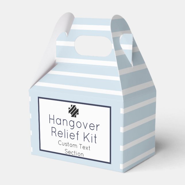 Light Blue and White Hangover Relief Kit Favor Box Presentaskar (Framsidan Sidan)