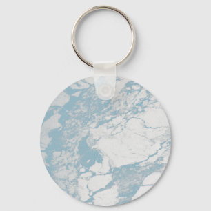 Light Blue and White Marble Mönster Nyckelring