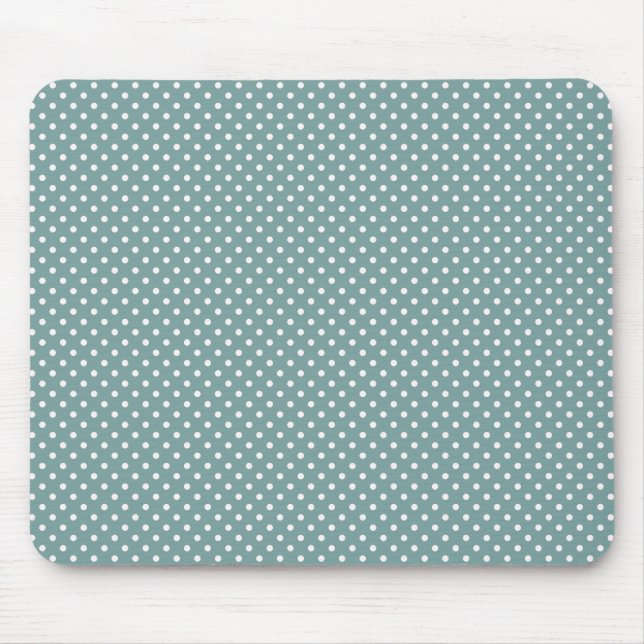 Light Blue and White Polka dots Mönster Mousepad Musmatta (Framsidan)