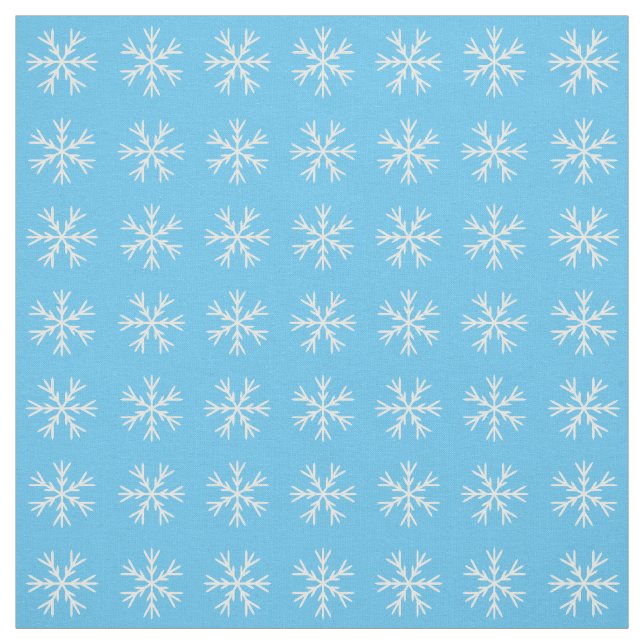 Light Blue and White Snowflake Mönster Tyg (Provkarta)