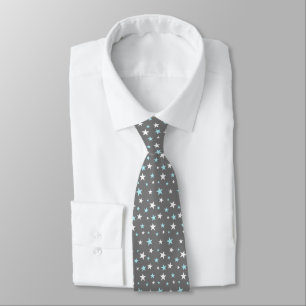 Light Blue and White Stars on Silver Grått Neck Ti Slips