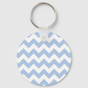 Light Blue and White Zigzag Nyckelring