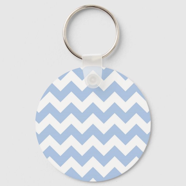 Light Blue and White Zigzag Nyckelring (Framsida)