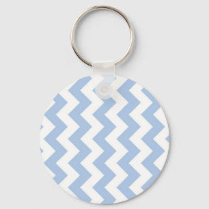 Light Blue and White Zigzag Nyckelring