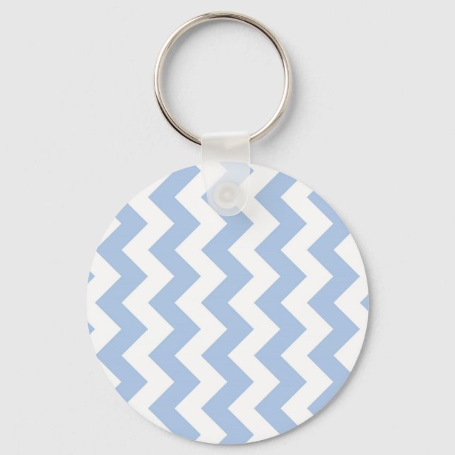 Light Blue and White Zigzag Nyckelring (Framsida)