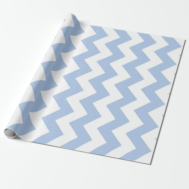 Light Blue and White Zigzag Presentpapper (Utrullad)