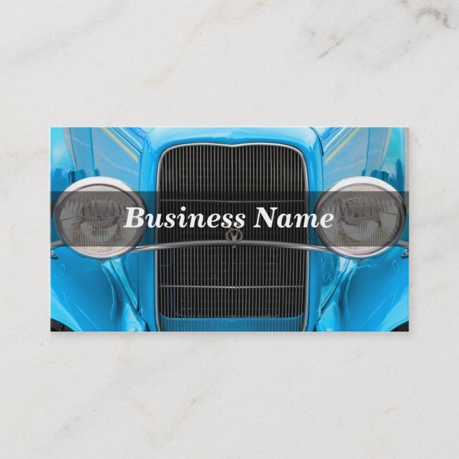 Light Blue Antique Car Visitkort (Framsida)