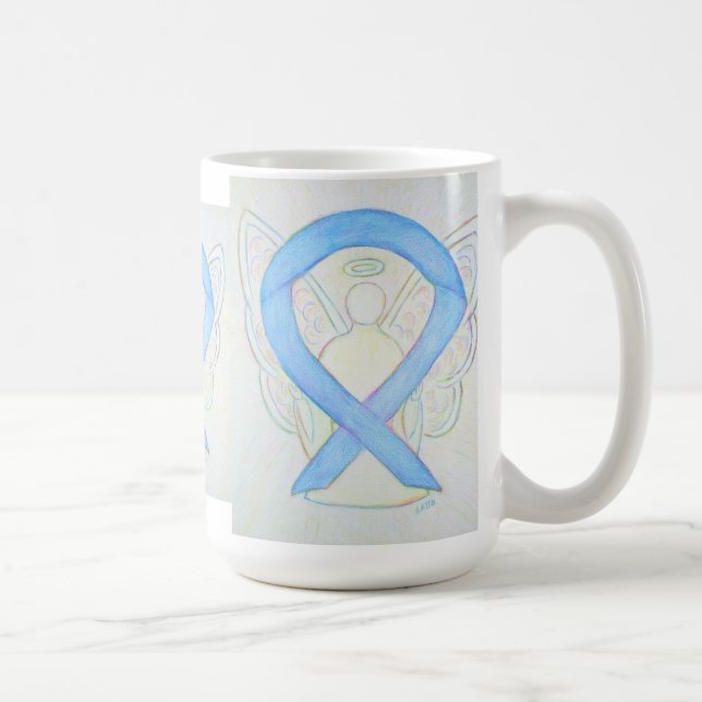 Light Blue Awareness Ribbon Angel Art Mugg (Höger)
