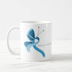 Light Blue Awareness Ribbon Butterfly Coffee Mugg